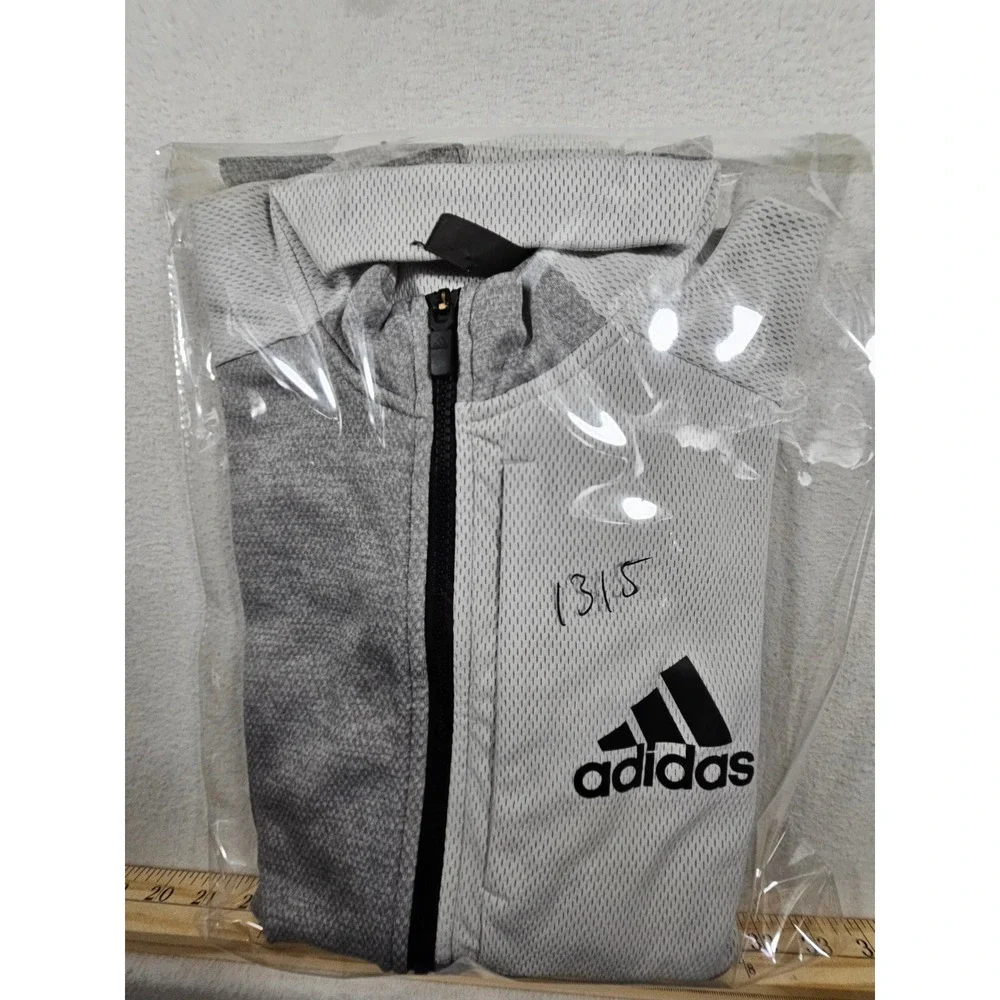 Adidas Mens Grey Colorblock Full Zip Mesh Track Jacket DU2572 Size Medium